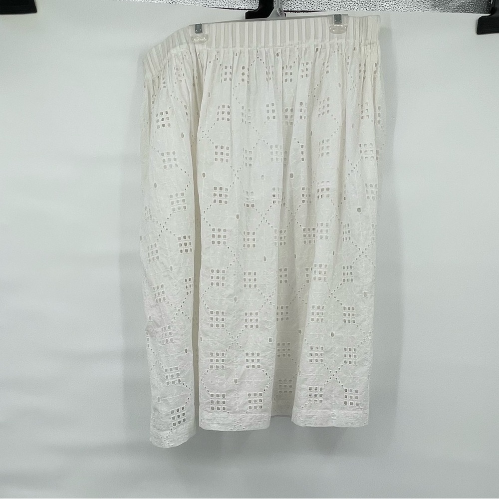 Mira white cotton eyelet midi full skirt